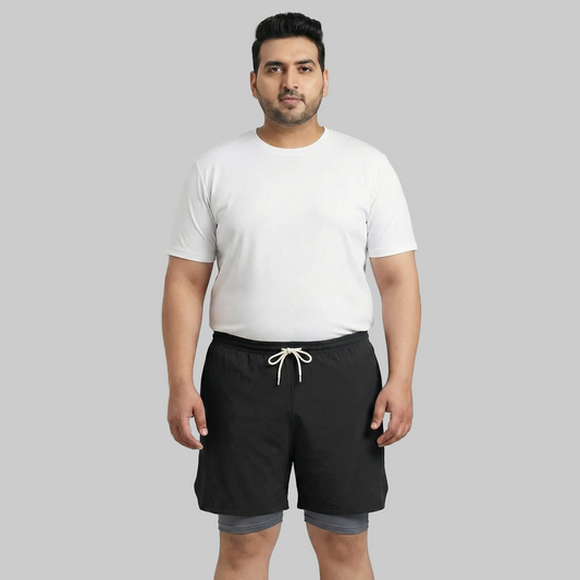Black Hybrid Double-Layer Performance Shorts PSM-10858
