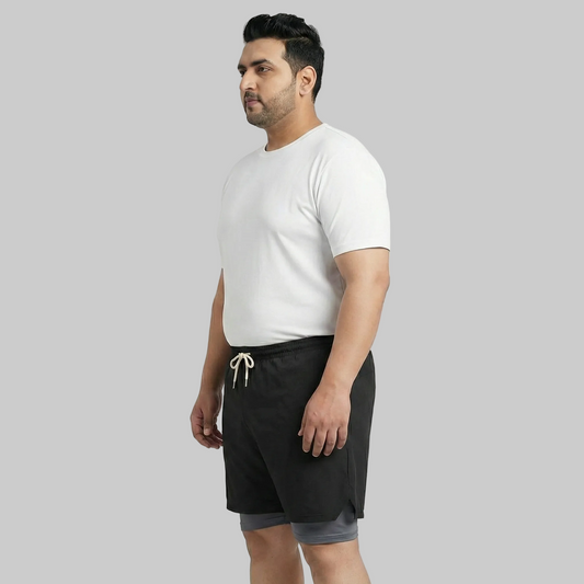 Black Hybrid Double-Layer Performance Shorts PSM-10858
