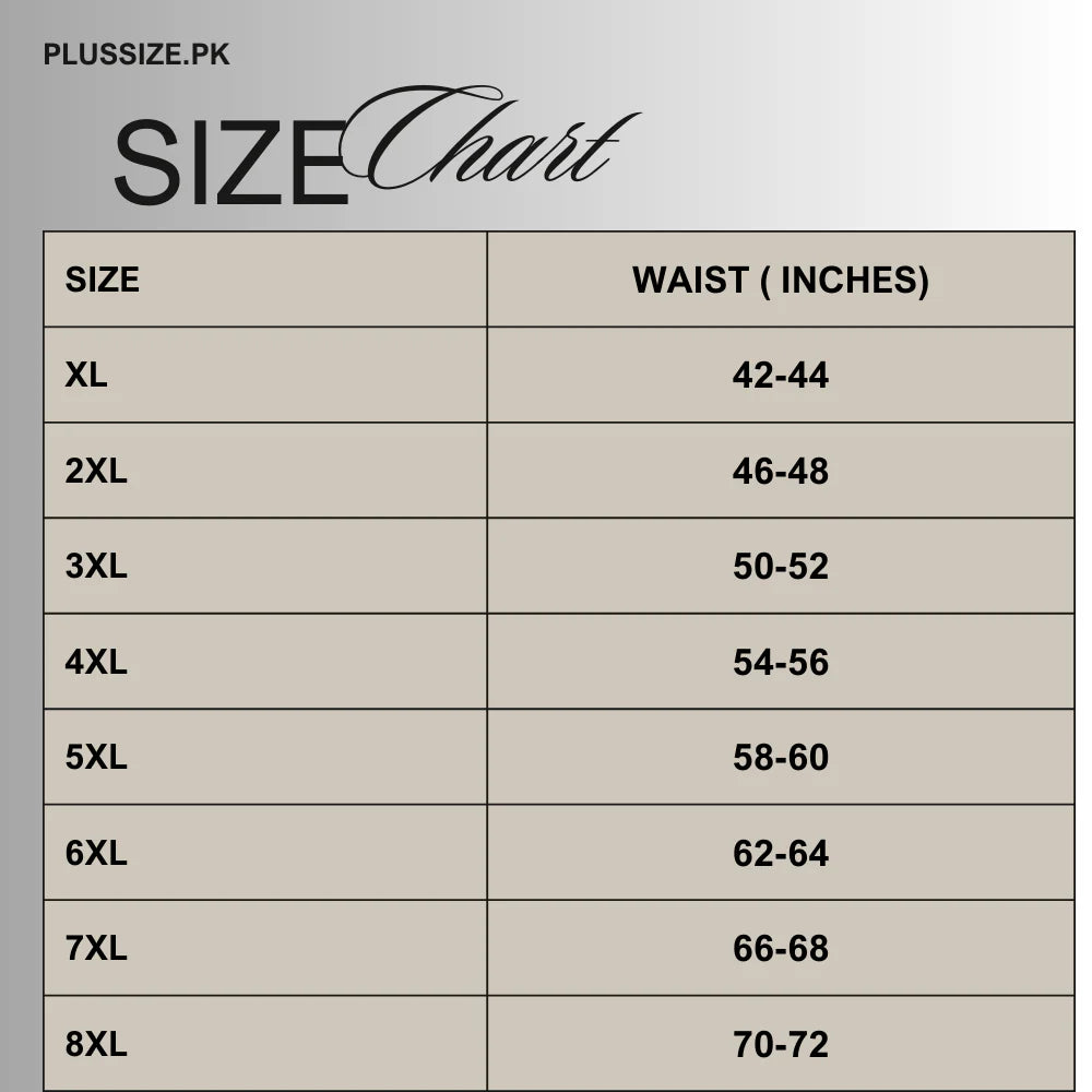 Size chart for White Big Size Classic Cotton Brief For Men PSM-9632