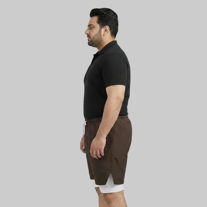 Brown Hybrid Double-Layer Performance Shorts PSM-10859
