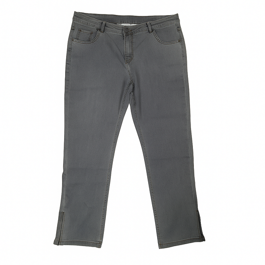 Grey Plus Size Woman Zip Bottom Jeans PSW-6103
