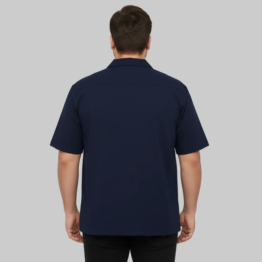 Navy Relaxed Collar Polo Shirt – Plus Size  PSM-10811
