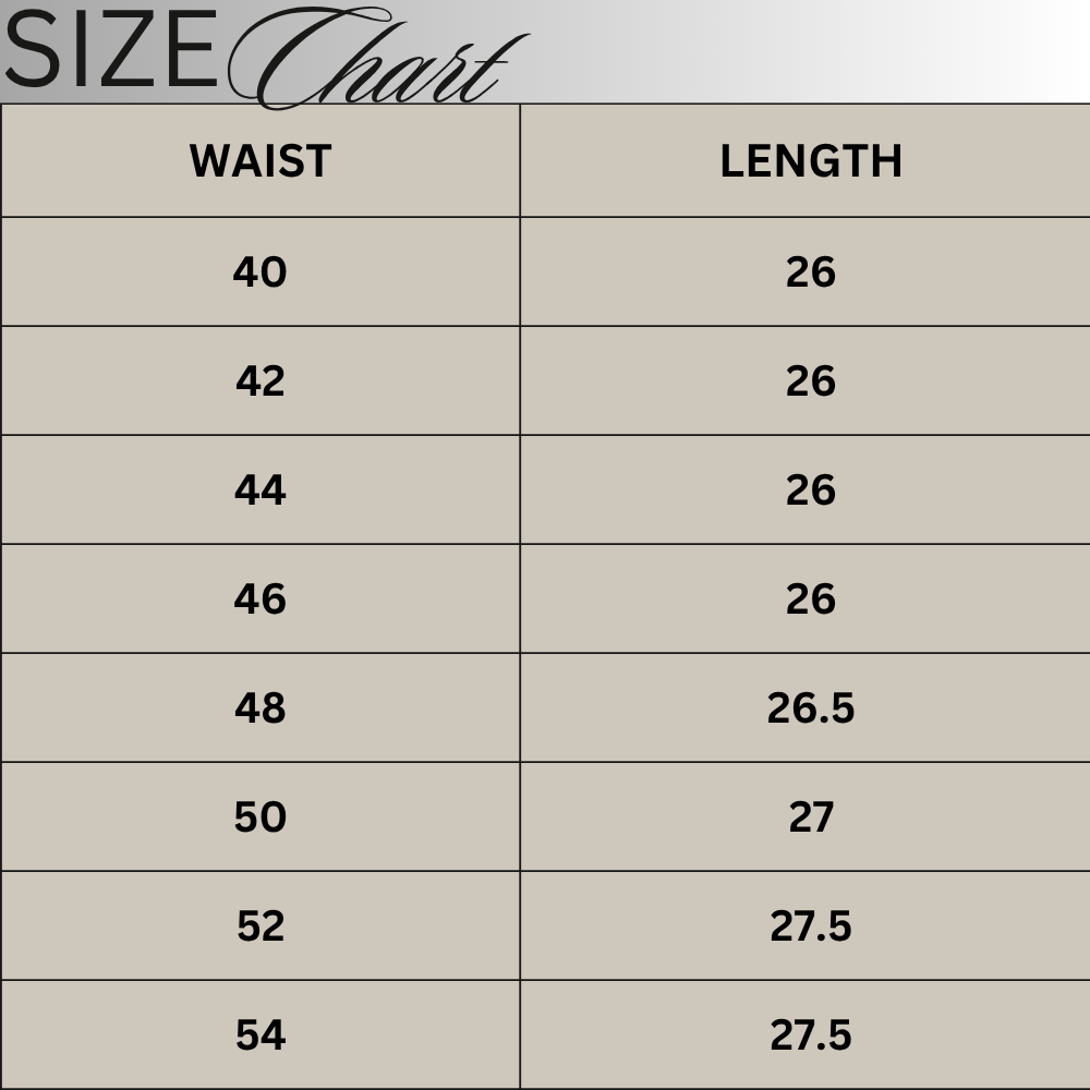 Size chart for Stone Brown Cotton Acid Wash Cargo Shorts  PSM-11400