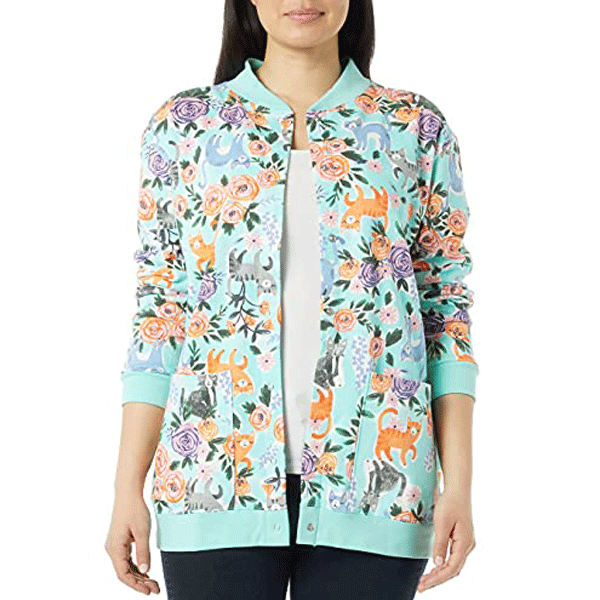 Random Printed Fleece Plus Size Women Cardigan Sweater PSW-6040