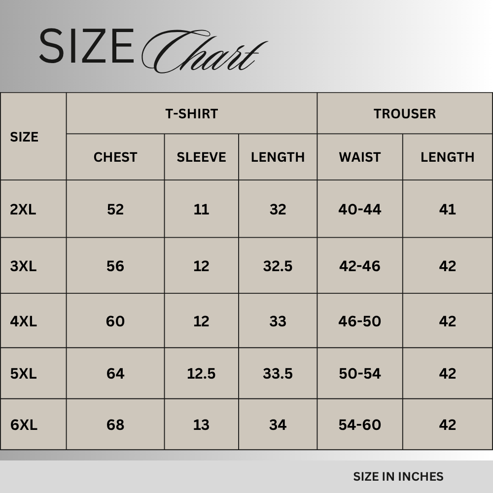 Size chart for Ivory Irish Linen Co-Ord Set PSM-11600