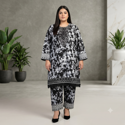 Mystic Cloud – 3 Piece Premium Embroidered Tie-Dye Print Lawn Suit PSW-11228