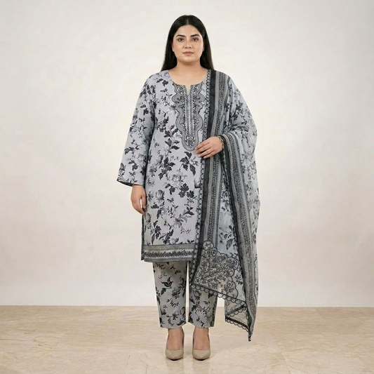Sterling Flora Luxe – Premium Embroidered Lawn Ensemble PSW-11230