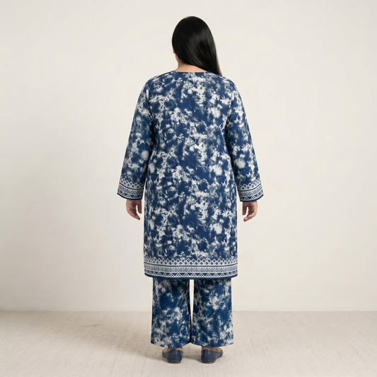 Indigo Nebula – 3 Piece Premium Embroidered Tie-Dye Lawn Suit PSW-11233