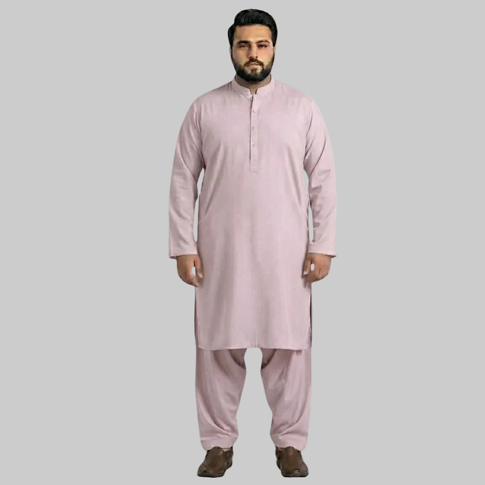 Dusty Pink Premium Wash & Wear Plus Size Kurta Shalwar PSM-10850