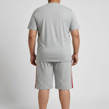 Grey & Red Contrast Terry Shorts  PSM-11250