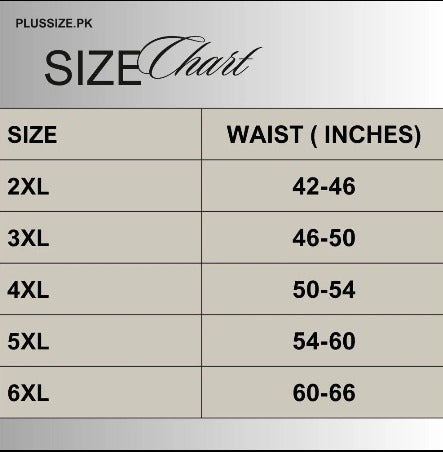 Size chart for Black & White Checkered Jersey Plus Size Trouser PSM-10803