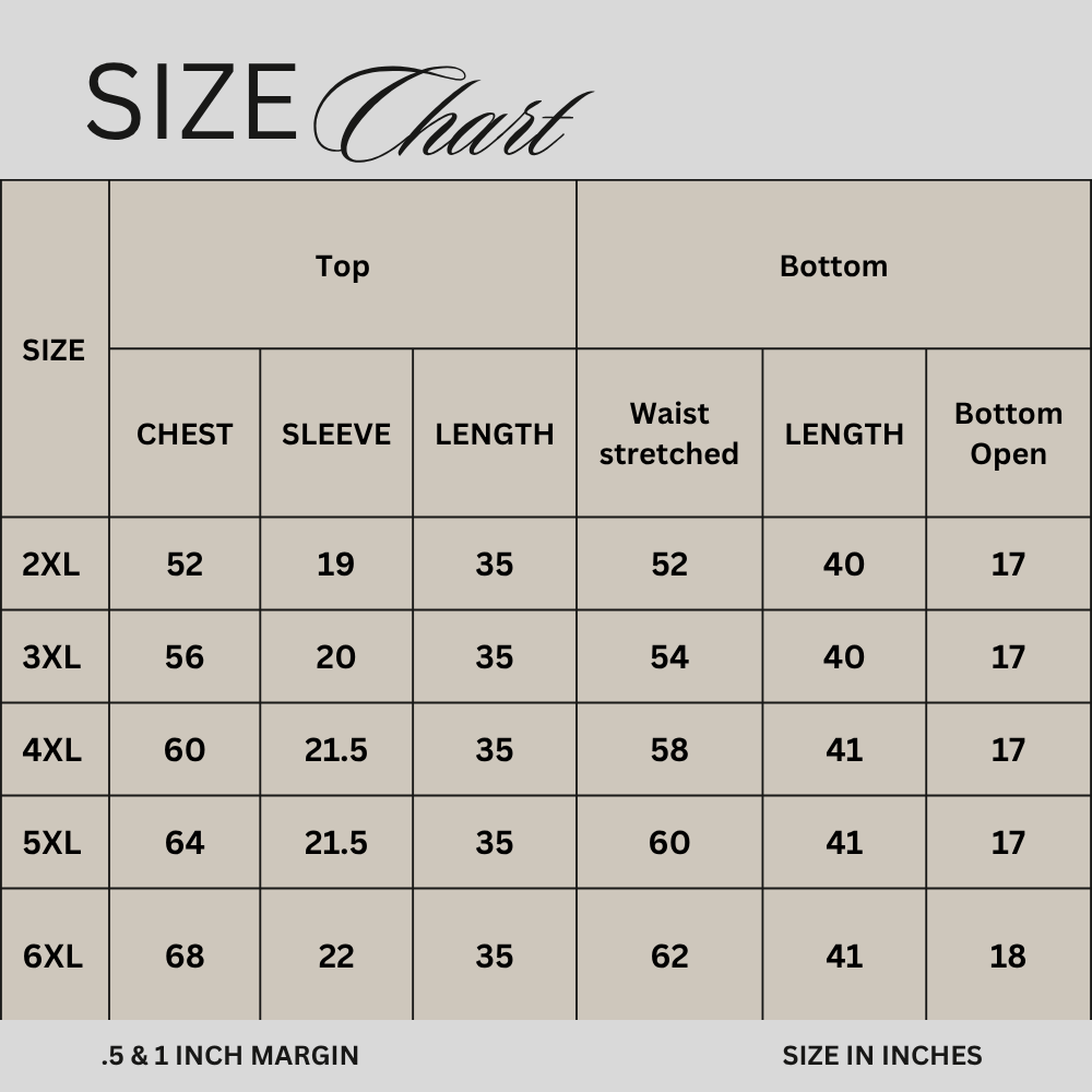 Size chart for Mustard Jacquard Cotton Co-ord Set PSW-11219