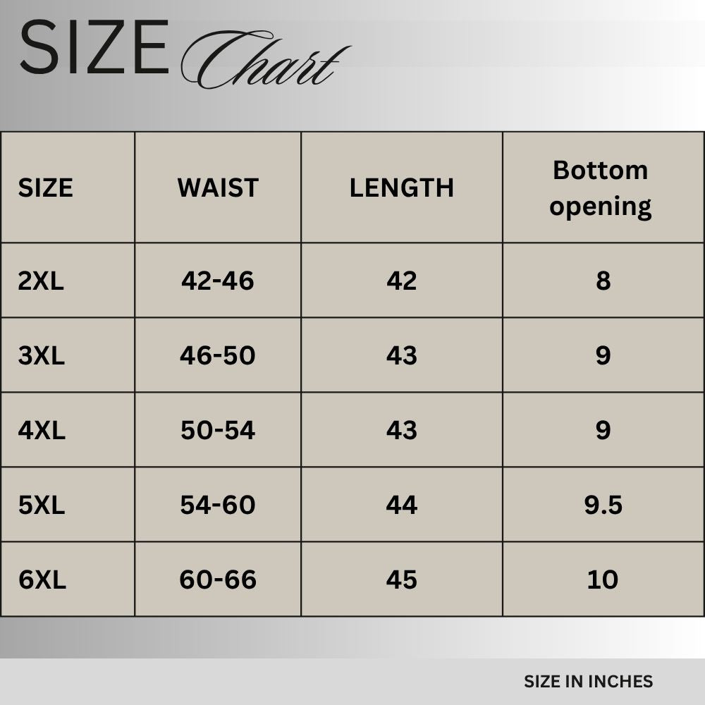 Size chart for Premium Charcoal Cotton Jersey Trouser PSM-11455