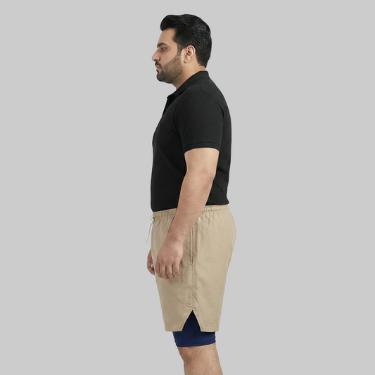 Khaki Hybrid Double-Layer Performance Shorts PSM-10860