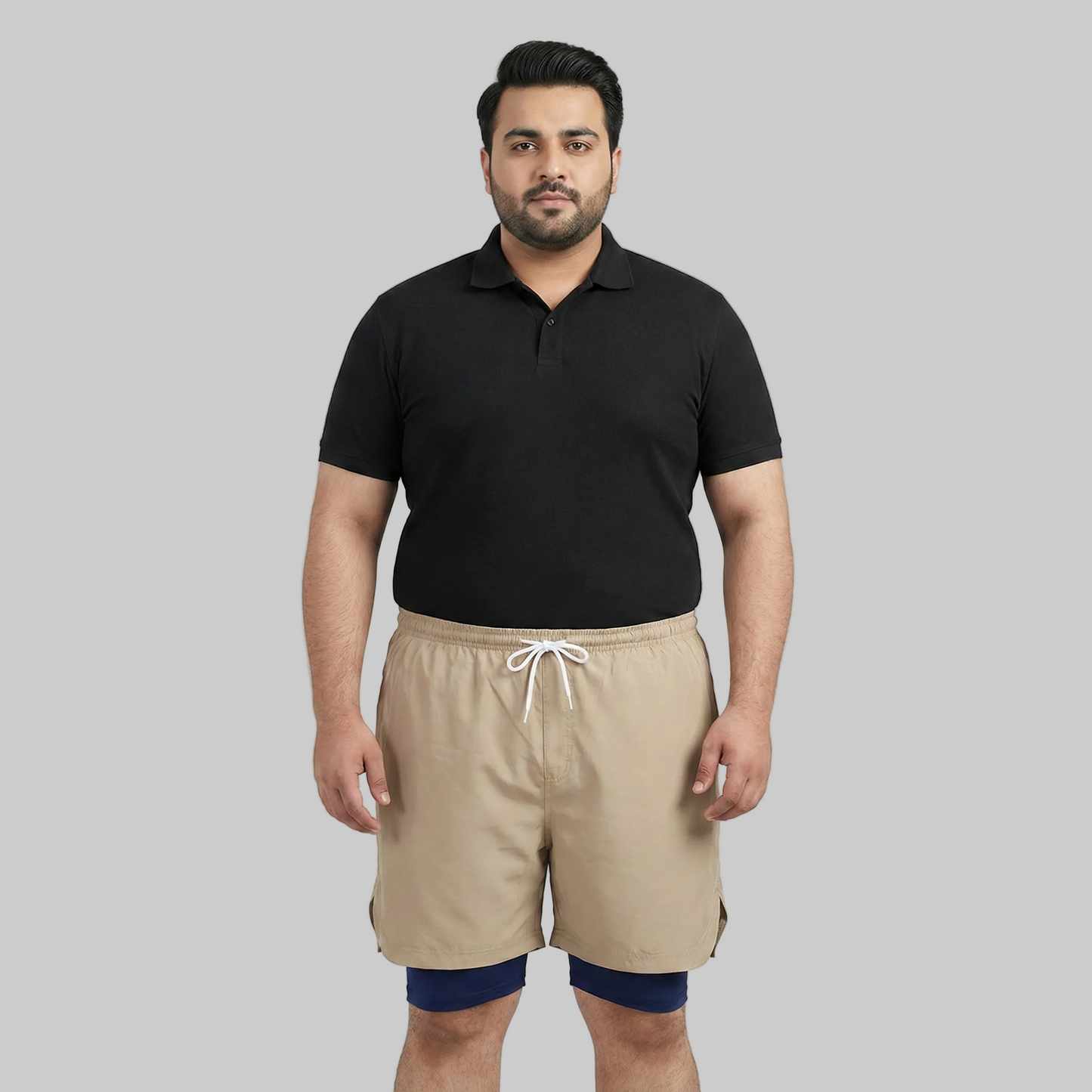 Khaki Hybrid Double-Layer Performance Shorts PSM-10860