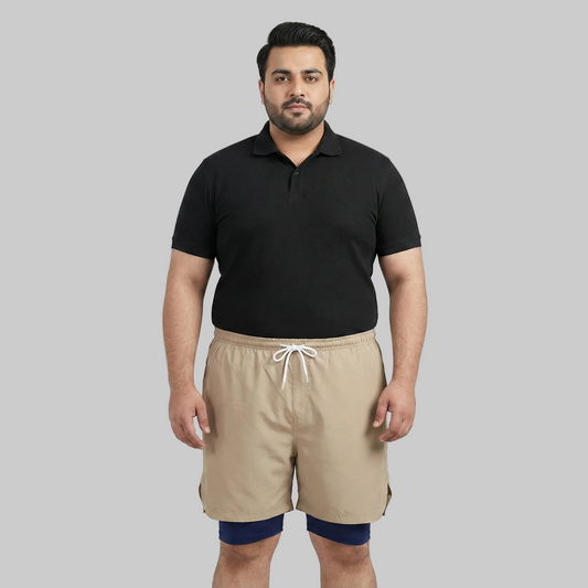 Khaki Hybrid Double-Layer Performance Shorts PSM-10860