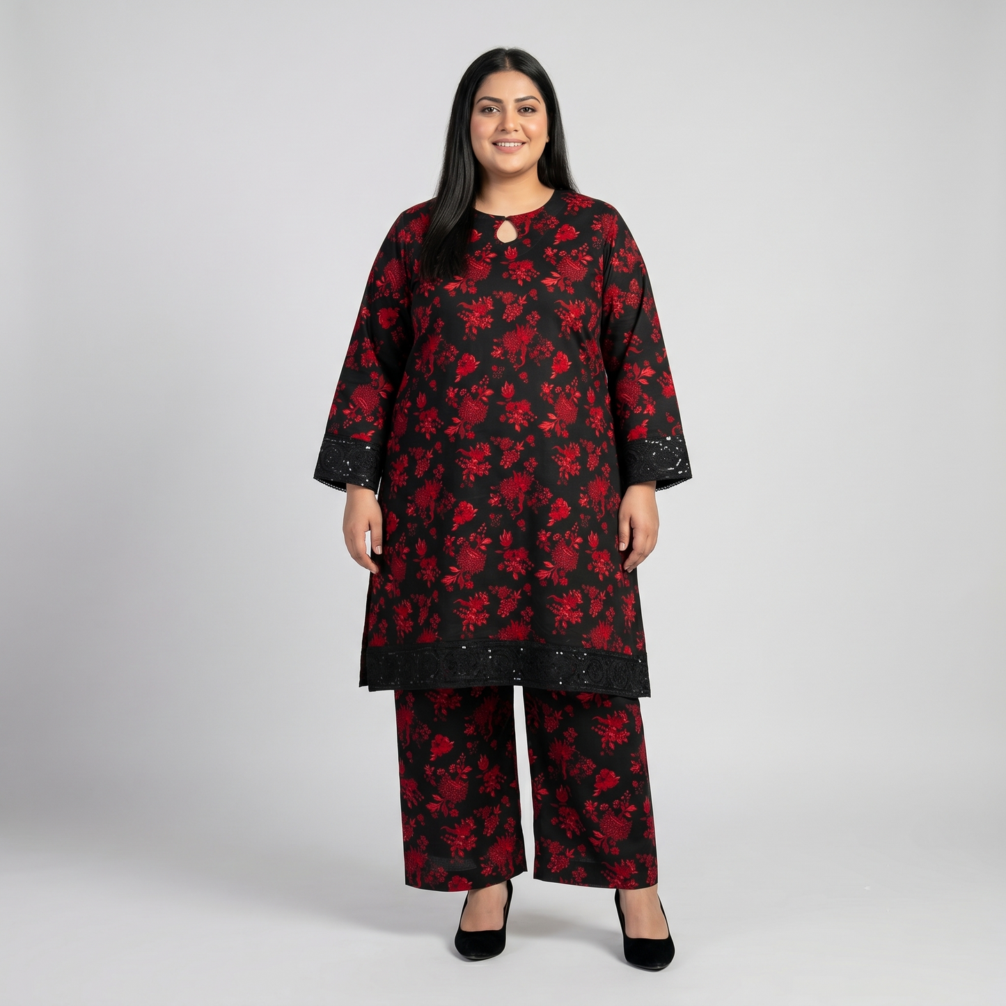 Crimson Noir Luxe – 3 Piece Premium Lawn Suit PSW-11222