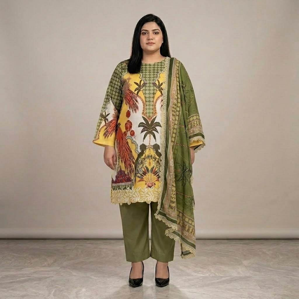 Tropical Oasis – 3 Piece Premium Lawn Suit PSW-11223
