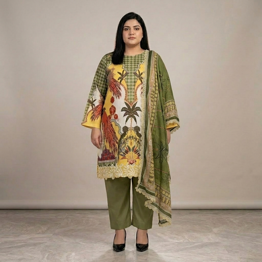 Tropical Oasis – 3 Piece Premium Lawn Suit PSW-11223