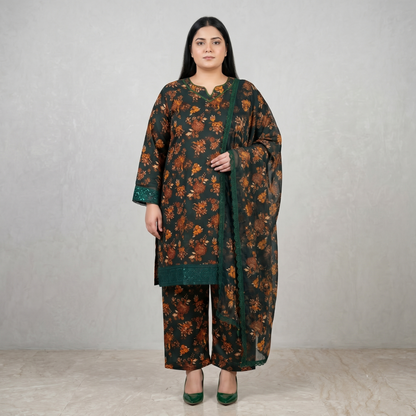 Forest Flora Luxe – 3 Piece Premium Lawn Suit PSW-11224