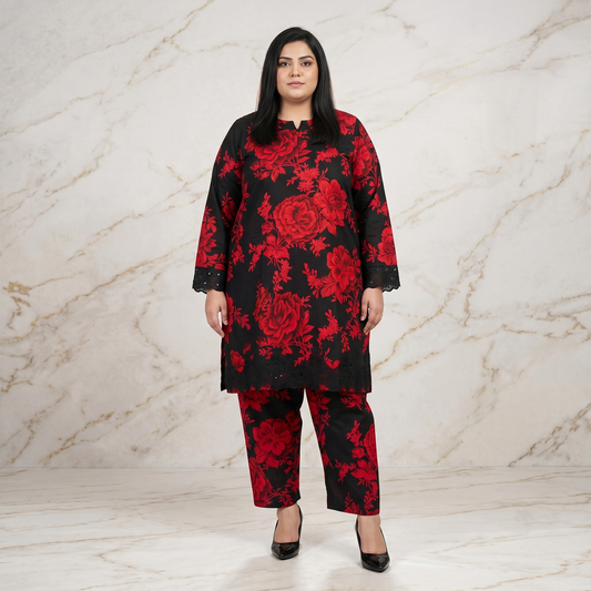 Scarlet Empress – 3 Piece Premium Embroidered Lawn Suit PSW-11225