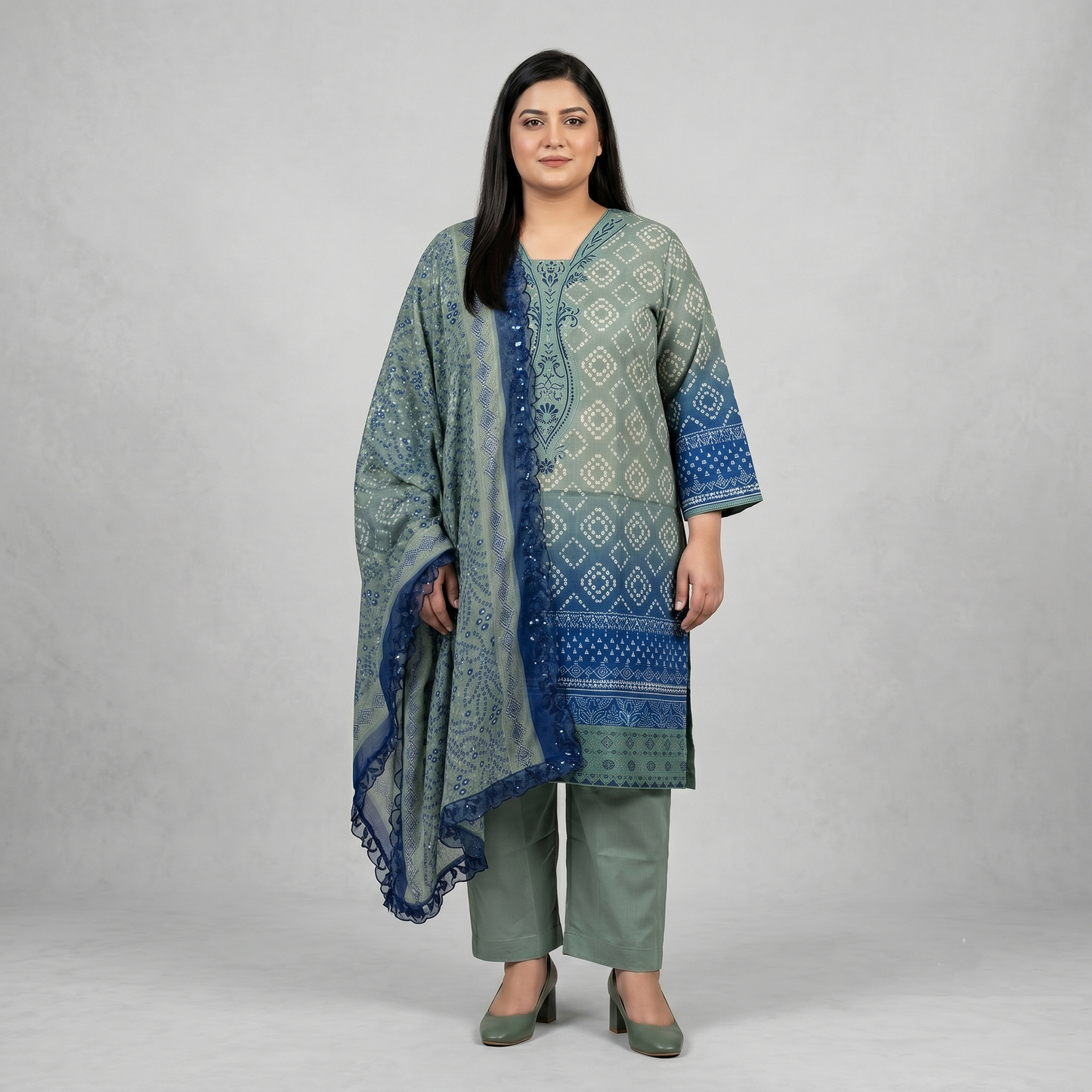 Sage Chunri Mist – 3 Piece Premium Lawn Suit PSW-11226