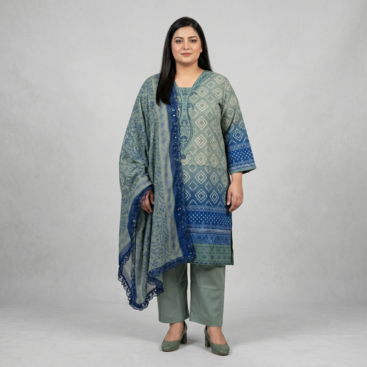 Sage Chunri Mist – 3 Piece Premium Lawn Suit PSW-11226