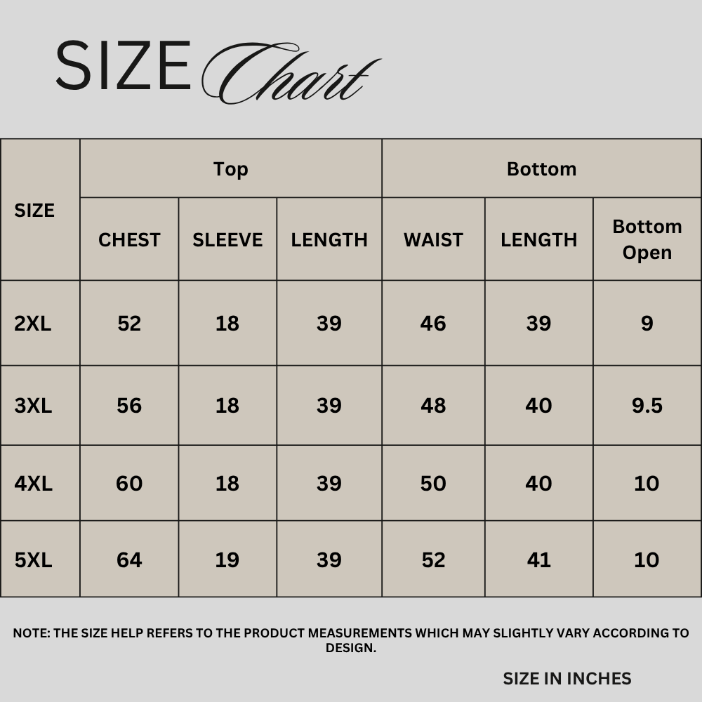 Size chart for Navy Eclipse Dobby Jacquard Co-Ord Set PSW-11412