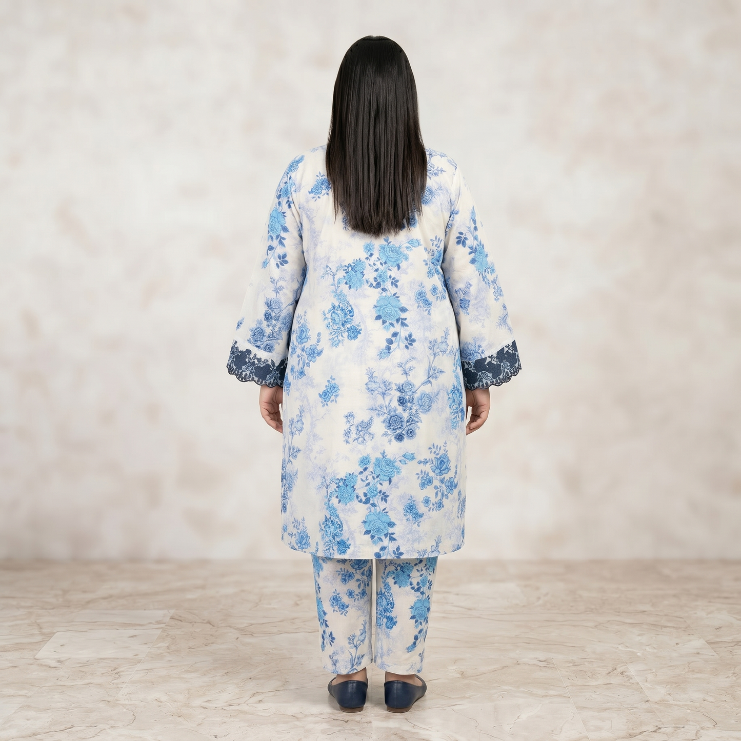 Porcelain Flora – 3 Piece Premium Embroidered Lawn Dupatta Suit PSW-11235