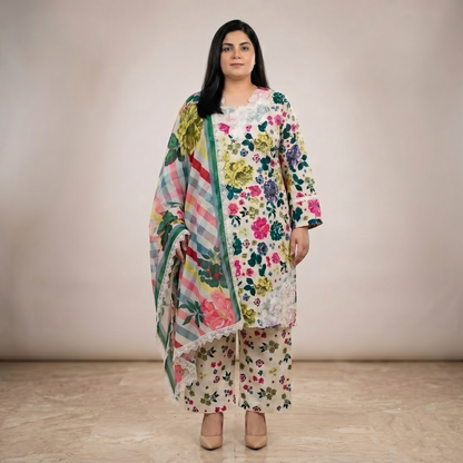 Midnight Amber Elegance – 3 Piece Premium Embroidered Suit PSW-11236