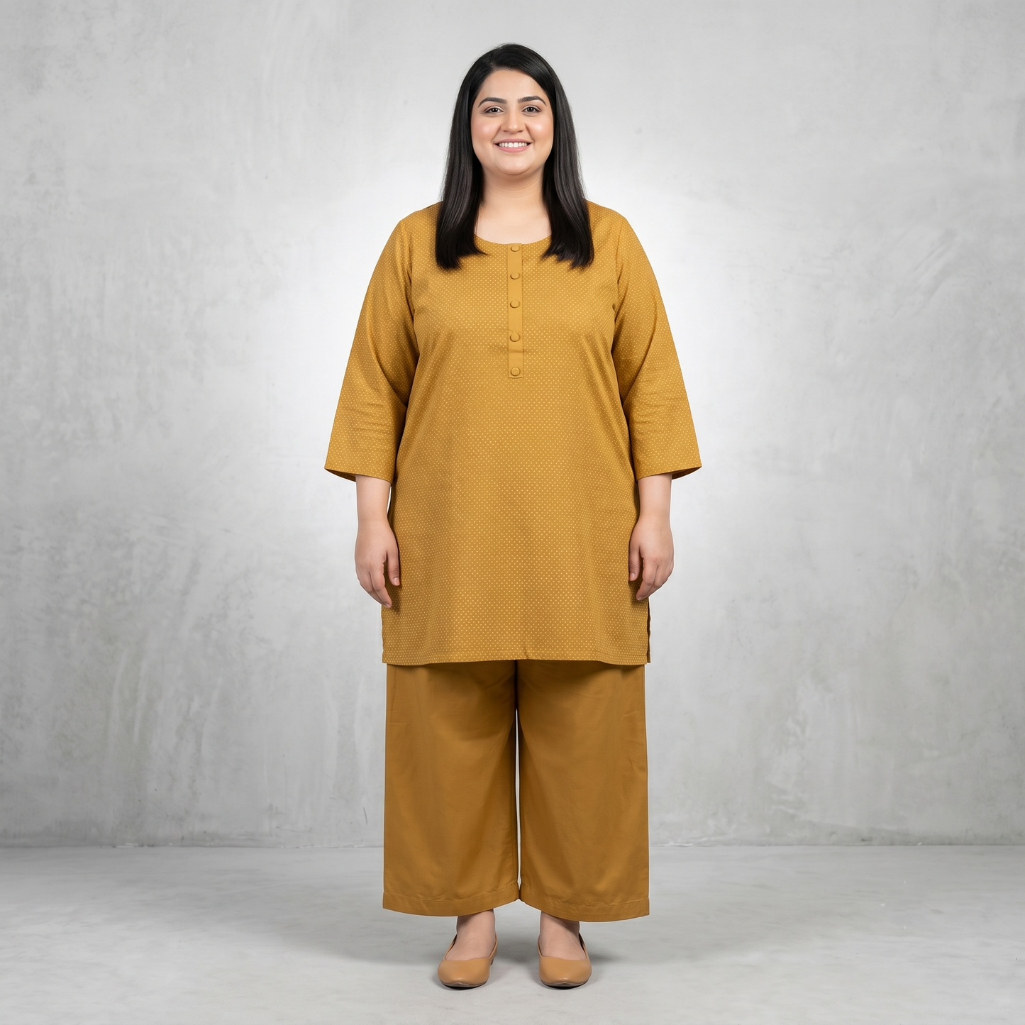 Mustard Jacquard Cotton Co-ord Set PSW-11219