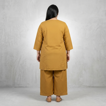 Mustard Jacquard Cotton Co-ord Set PSW-11219