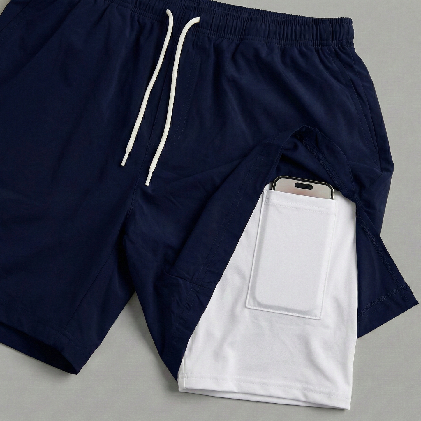 Navy Blue Hybrid Double-Layer Performance Shorts PSM-10857