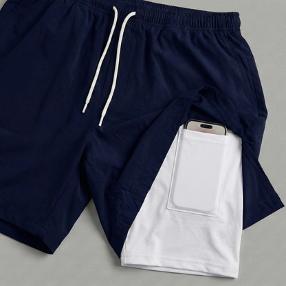 Navy Blue Hybrid Double-Layer Performance Shorts PSM-10857