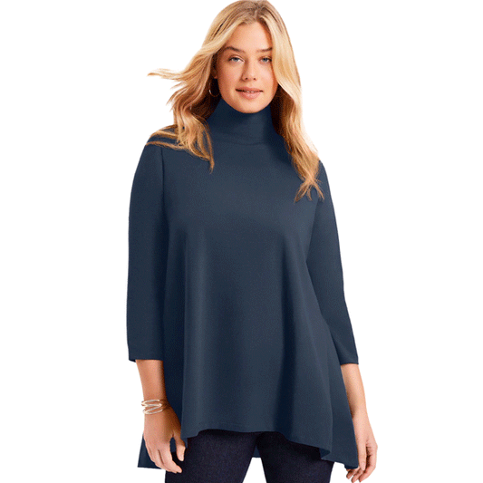 Navy Mock-Neck Tunic PSW-9196