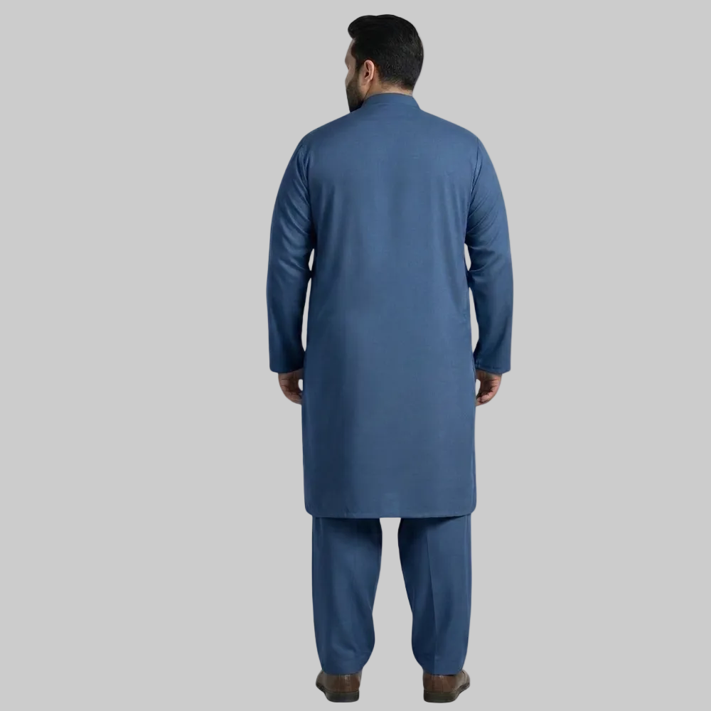 Navy Blue Premium Wash & Wear Plus Size Kurta Shalwar PSM-10851