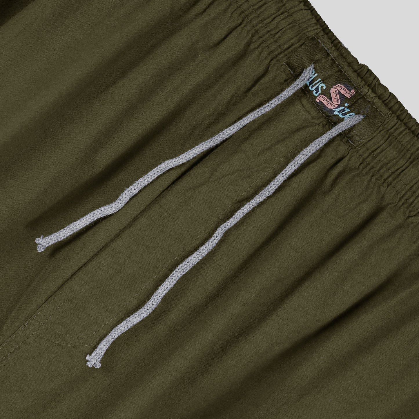 Olive Green Comfort Plus-Size Cotton Trousers PSM-8570