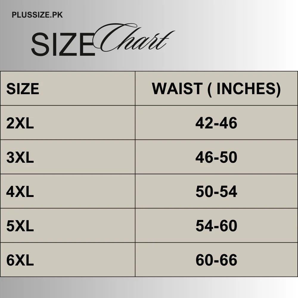 Size chart for Winter Comfort Black Fleece Trousers PSM-10460