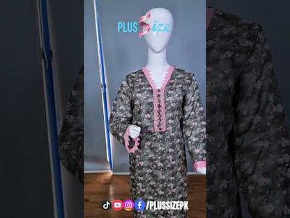 Blush Bloom – Plus Size Stitched Suit with Pink Lace (2PC) PSW-9494