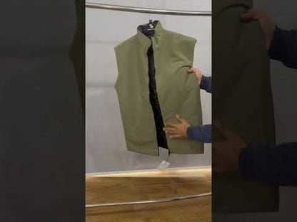 Olive Plus-Size Sleeveless Puffer Jacket PSM-10004