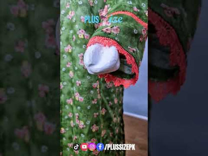 Olive Bloom – Plus Size Stitched Lawn Suit with Lace (2PC) PSW-9498
