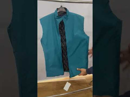 Classic Teal Plus-Size Sleeveless Puffer Jacket PSM-9999