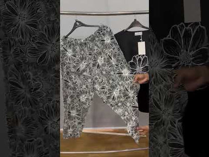 Black Floral Print Cotton Pajama Set PSW-10305