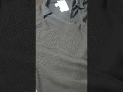 Dark Brown Waffle Knit Thermal Open Collar V-Neck T-Shirt PSM-11283