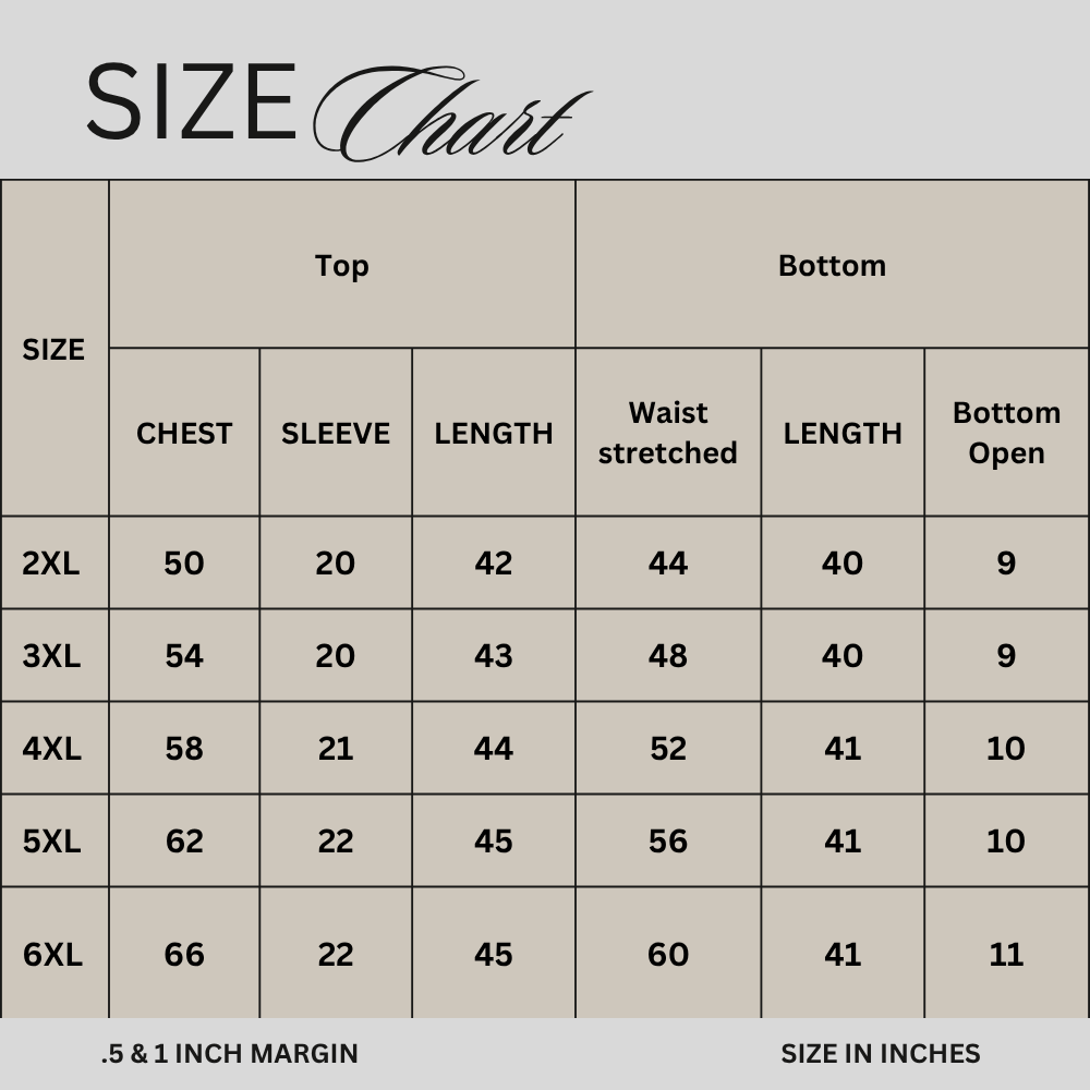 Size chart for Lavender Floral Printed Linen 3-Piece Suit PSW-11719
