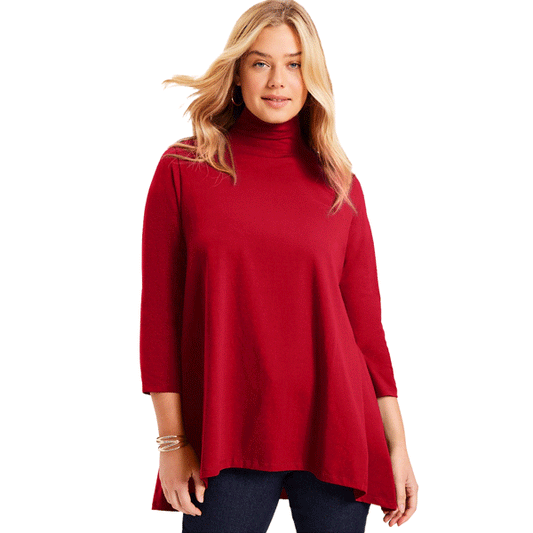 Red Mock-Neck Tunic PSW-9201