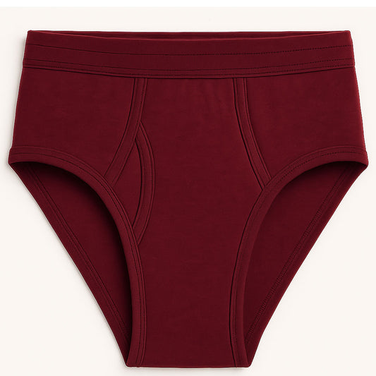 Rich burgundy big size men’s cotton brief – full-rise fit with covered waistband