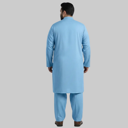 Light Blue Premium Wash & Wear Plus Size Kurta Shalwar PSM-9518