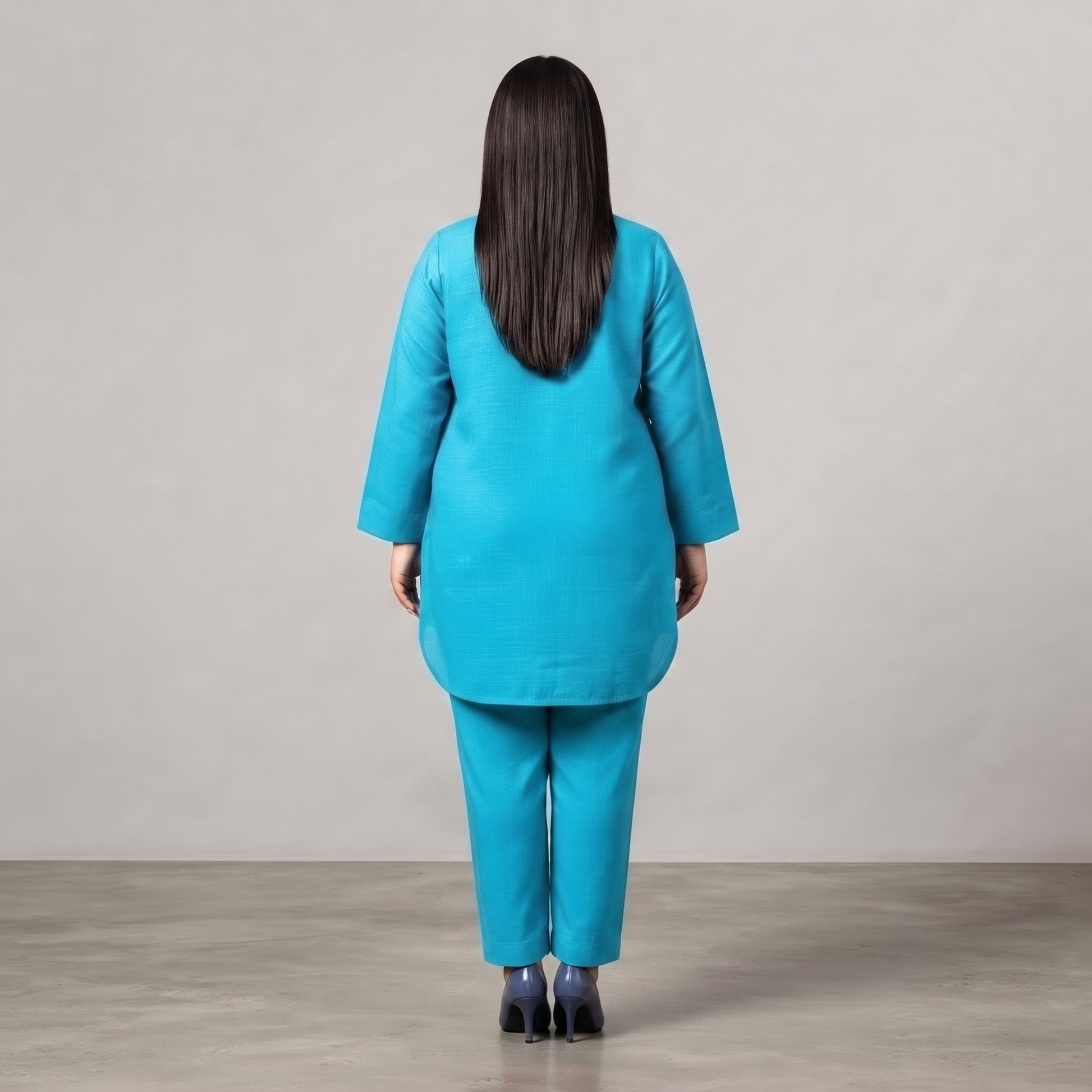 Turquoise Irish Linen Co-Ord Set made from lightweight breathable Irish Linen fabric 