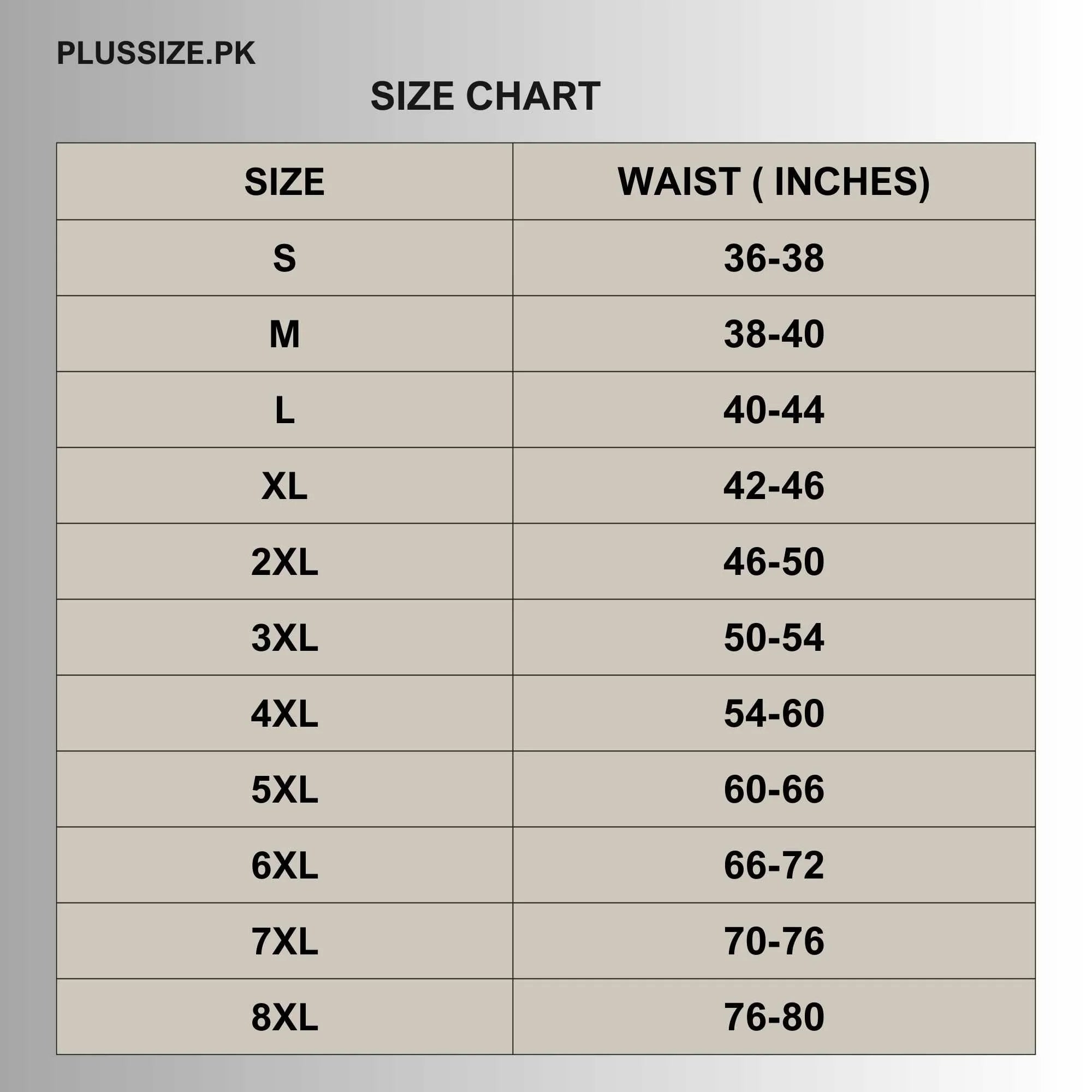 Size chart for Navy Blue Comfort Fleece Big Size Shorts PSM-5364